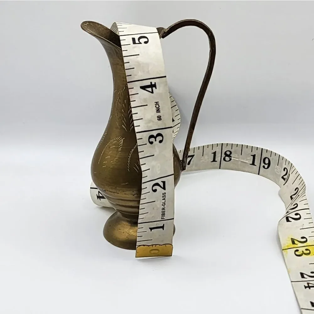 Vintage Brass Bud Vase India Hand Engraved  Design